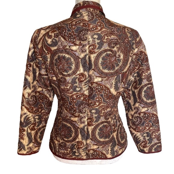 Silkland Paisley Quilted 100%Pure Silk Jacket Coat Women’s Size PS Petite - Picture 4 of 7